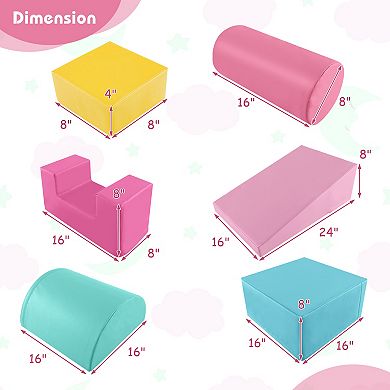 Foam Climbing Blocks 6 Piece Toddler Climb and Crawl Playset