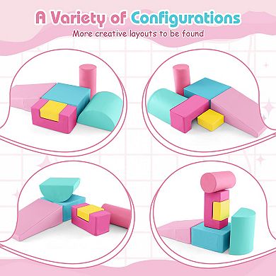 Foam Climbing Blocks 6 Piece Toddler Climb and Crawl Playset