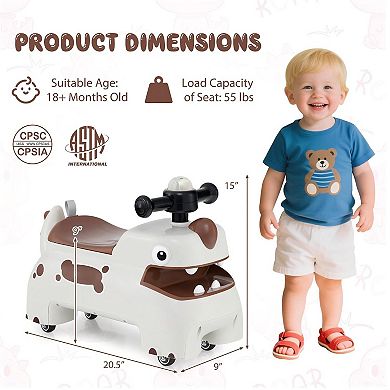 Toddler Ride On Toy Car With LED Lights Music And 360 Rolling Wheels