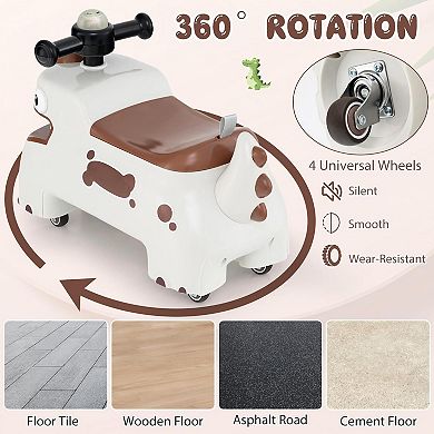 Toddler Ride On Toy Car With LED Lights Music And 360 Rolling Wheels