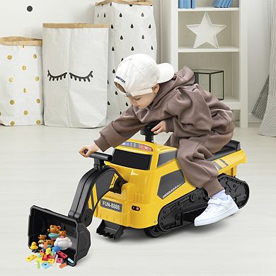 6V Ride On Tractor 3 In 1 Electric Excavator Toy Car With Music