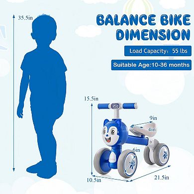 Baby Balance Bike With 4 Wheels Carbon Steel Frame And Safe Steering