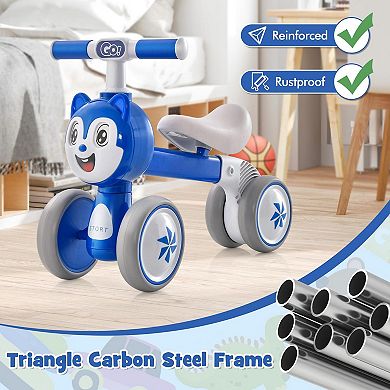 Baby Balance Bike With 4 Wheels Carbon Steel Frame And Safe Steering