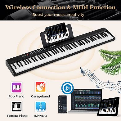 88 Key Foldable Digital Piano Keyboard With Semi Weighted Keys And Carrying Bag