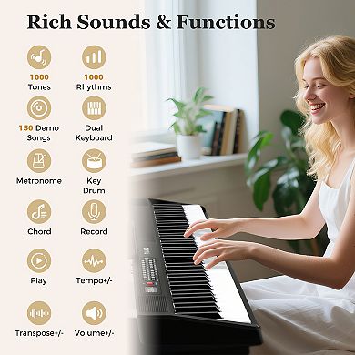 88 Key Foldable Digital Piano Keyboard With Semi Weighted Keys And Carrying Bag