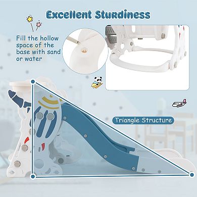 Toddler Slide And Swing Set 4 In 1 Indoor Playground With Basketball Hoop