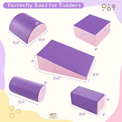 Kids Foam Climbing Blocks 5 Piece Toddler Climb and Crawl Playset