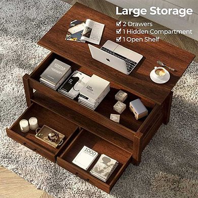 LIFT TOP COFFEE TABLE WITH DRAWERS