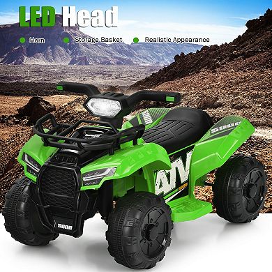 6V Kids ATV Quad Ride On Car With LED Light MP3 And USB