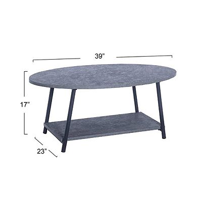 RUSTIC OVAL COFFEE TABLE WITH STORAGE