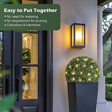 ANIXOL Pre-Lit Artificial Boxwood Ball Set of 2, 8 Lighting Modes and Timer, Battery Operated