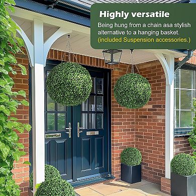 ANIXOL Pre-Lit Artificial Boxwood Ball Set of 2, 8 Lighting Modes and Timer, Battery Operated