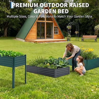 ANIXOL Rectangular Galvanized Raised Garden Bed with Cover