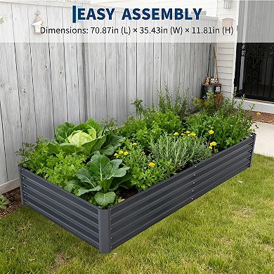 ANIXOL Rectangular Galvanized Raised Garden Bed with Cover