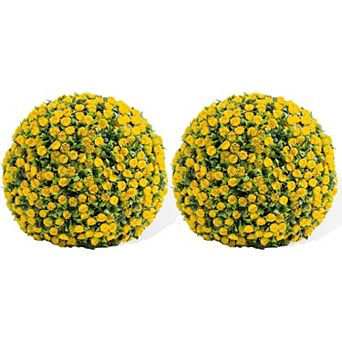 ANIXOL Artificial Rose Topiary Ball Set of 2, Faux Greenery and Floral Decorative Spheres