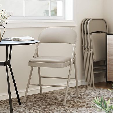 Metal Folding Chairs with Padded Cushion and Back, Indoor Outdoor Portable Stackable Seat