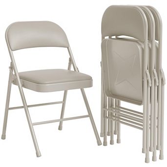 Metal Folding Chairs with Padded Cushion and Back, Indoor Outdoor Portable Stackable Seat