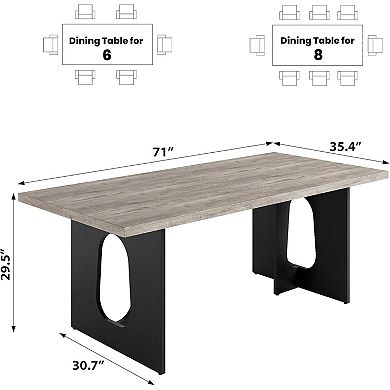 Farmhouse Long Dining Table for 6-10, Heavy Duty Rectangular Kitchen Table with Thick Top&Metal Legs