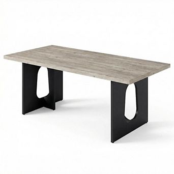 Farmhouse Long Dining Table for 6-10, Heavy Duty Rectangular Kitchen Table with Thick Top&Metal Legs