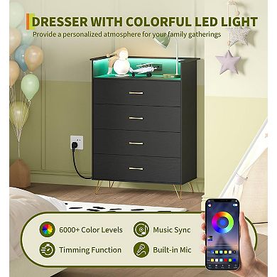 ANIXOL 4-Drawer Dresser with RGB Lights