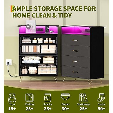ANIXOL 4-Drawer Dresser with RGB Lights