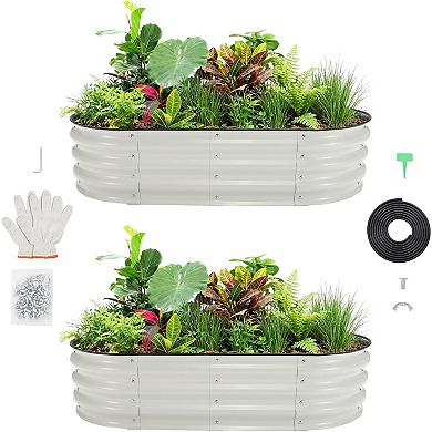 ANIXOL Oval Galvanized Steel Raised Garden Bed Kit