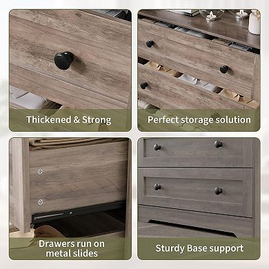 ANIXOL 4-Drawer Wood Dresser with Charging Station