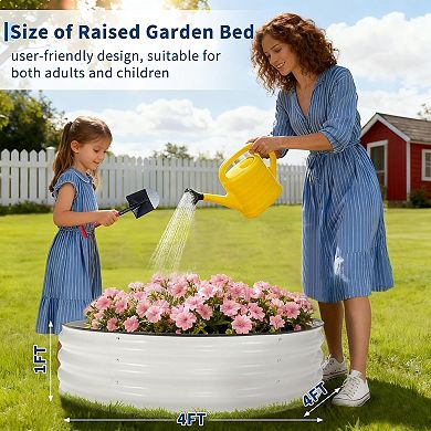 ANIXOL Round Galvanized Steel Raised Garden Bed