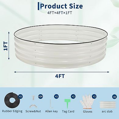 ANIXOL Round Galvanized Steel Raised Garden Bed