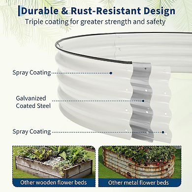 ANIXOL Round Galvanized Steel Raised Garden Bed