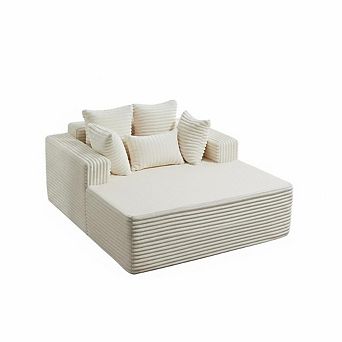 Oversized Sofa Bed， No Assembly, Wide Boneless Corduroy Loveseat with 4 Pillows, Armrests