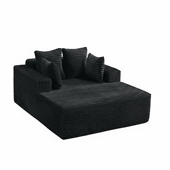 Oversized Sofa Bed， No Assembly, Wide Boneless Corduroy Loveseat with 4 Pillows, Armrests