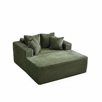 Oversized Sofa Bed， No Assembly, Wide Boneless Corduroy Loveseat with 4 Pillows, Armrests