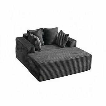 Oversized Sofa Bed， No Assembly, Wide Boneless Corduroy Loveseat with 4 Pillows, Armrests