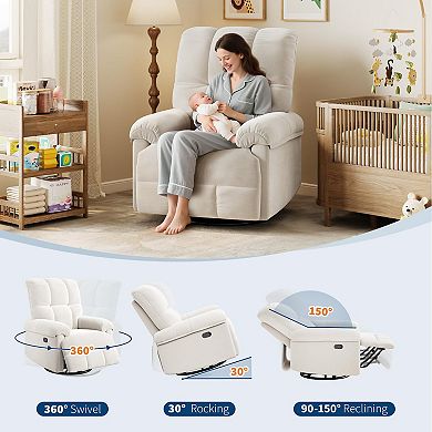 ANIXOL Chenille Swivel Rocker Recliner Chair