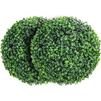 ANIXOL Artificial Boxwood Topiary Ball Set of 2, Decorative Outdoor Greenery Spheres