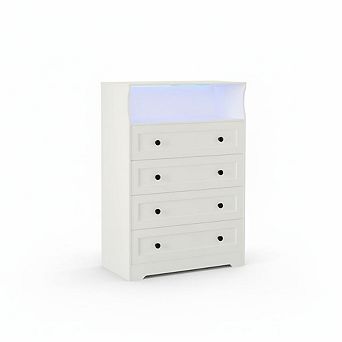 ANIXOL 4-Drawer Wood Dresser with Charging Station