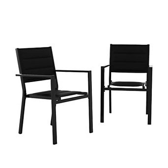 ANIXOL Aluminum Stackable Patio Chairs Set of 2, Outdoor Dining Chair with Armrest Seat