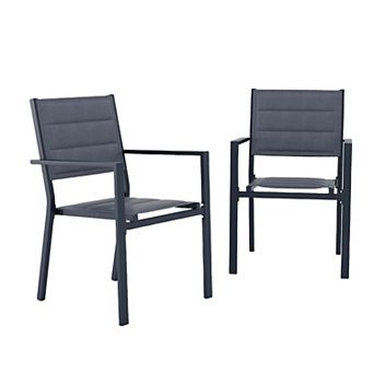 ANIXOL Aluminum Stackable Patio Chairs Set of 2, Outdoor Dining Chair with Armrest Seat