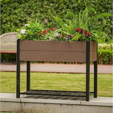ANIXOL Raised Garden Bed with Wheels and Storage Shelf