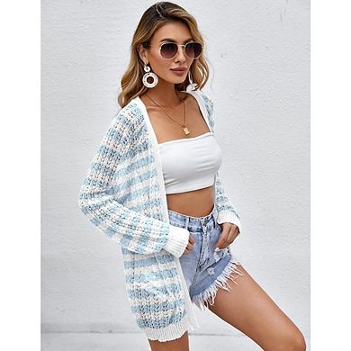 Women Crochet Lightweight Cardigan Cover Up Open Front Long Sleeve Cardigans