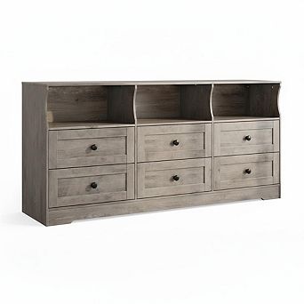 ANIXOL Slim 6-Drawer Dresser with Outlets & LED