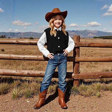 Girls Sweaters Vest Lightweight Sleeveless Cable Knit Sweater Cardigans