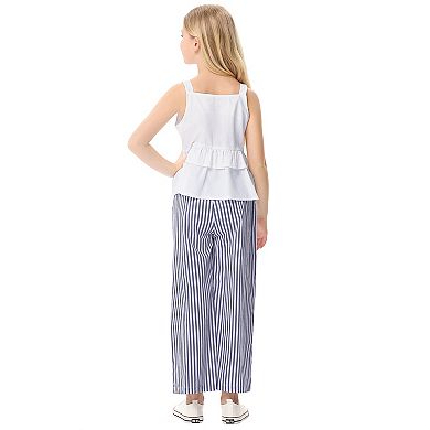 Girls Striped Tank Top Wide Leg Pants Two Piece Outfit