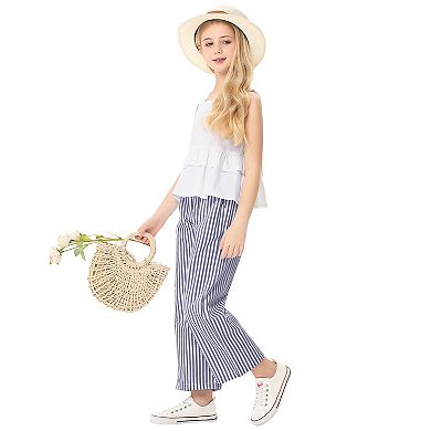 Girls Striped Tank Top Wide Leg Pants Two Piece Outfit