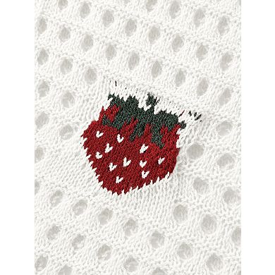 Women's Plus Size Cardigan Strawberry Floral Print Sweater Open Front Knit Top Spring Outerwear