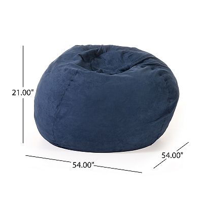 Comfortable High-Density Shredded Foam Bean Bag Chair with Removable Microsuede Cover, Midnight Blue