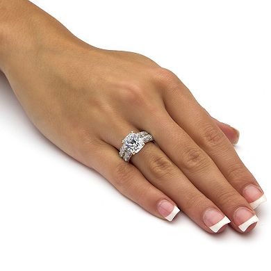 PalmBeach Jewelry 6.50 Cttw. Emerald-Cut Gold-Plated Cubic Zirconia 2-Piece Wedding Ring Set