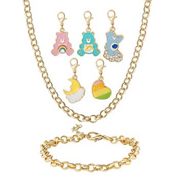 Care Bears Jewelry Set Fashion Charm Bracelet and Necklace with 5 Interchangeable Charms