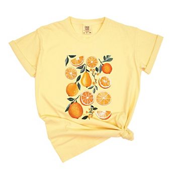 Orange Slice Collage - Women's Garment Dyed Graphic T-Shirt